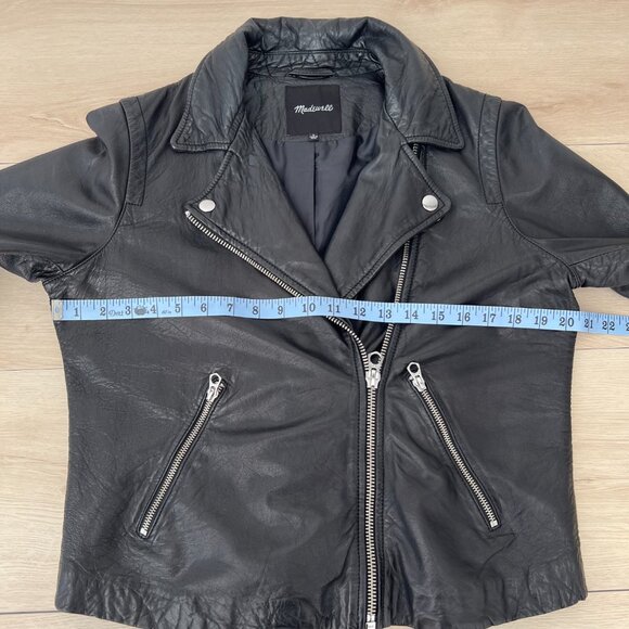 Madewell Classic Washed Black Leather Moto Jacket / Silver Hardware Large - Picture 10 of 15